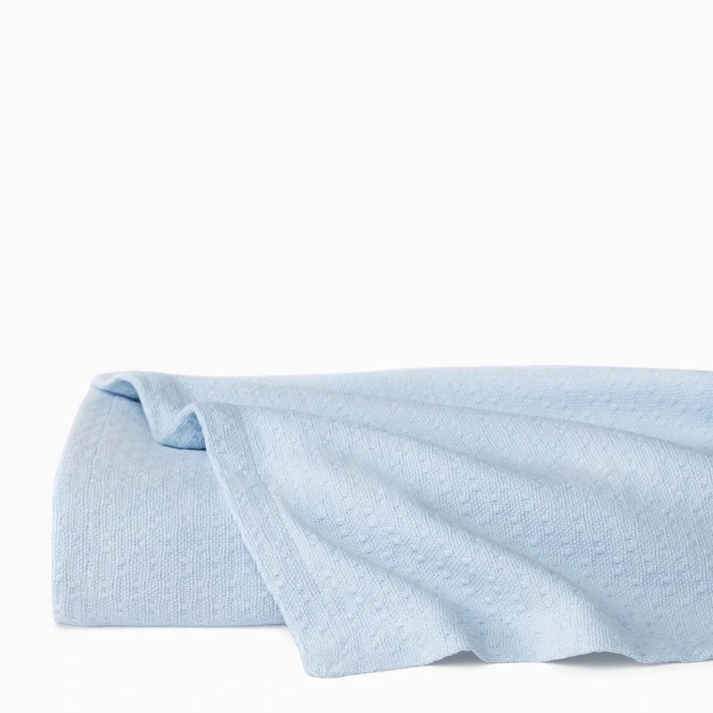 SFERRA CORINO 11416 COTTON BLANKET POWDER BLUE QUEEN/FULL SIZE NWT